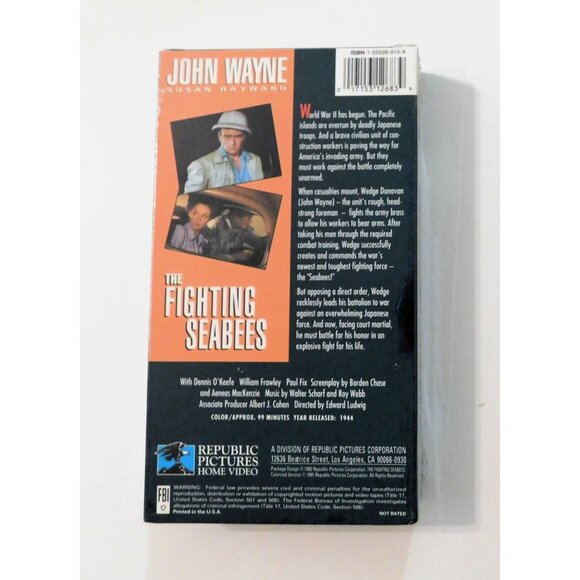 The Fighting Seabees John Wayne Susan Hayward VHS Sealed 1992 Digital Color - Picture 2 of 3